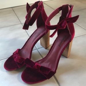 Jeffrey Campbell Magenta Velvet Bow Heeled Sandals